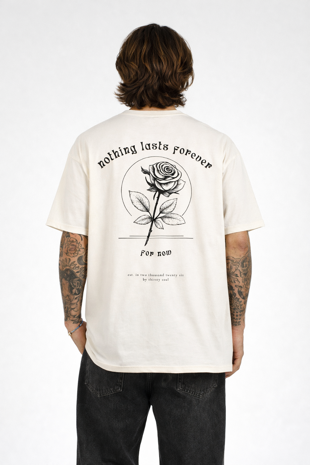 Nothing Lasts Forever Oversized Tee Vintage White