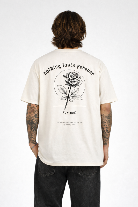Nothing Lasts Forever Oversized Tee Vintage White