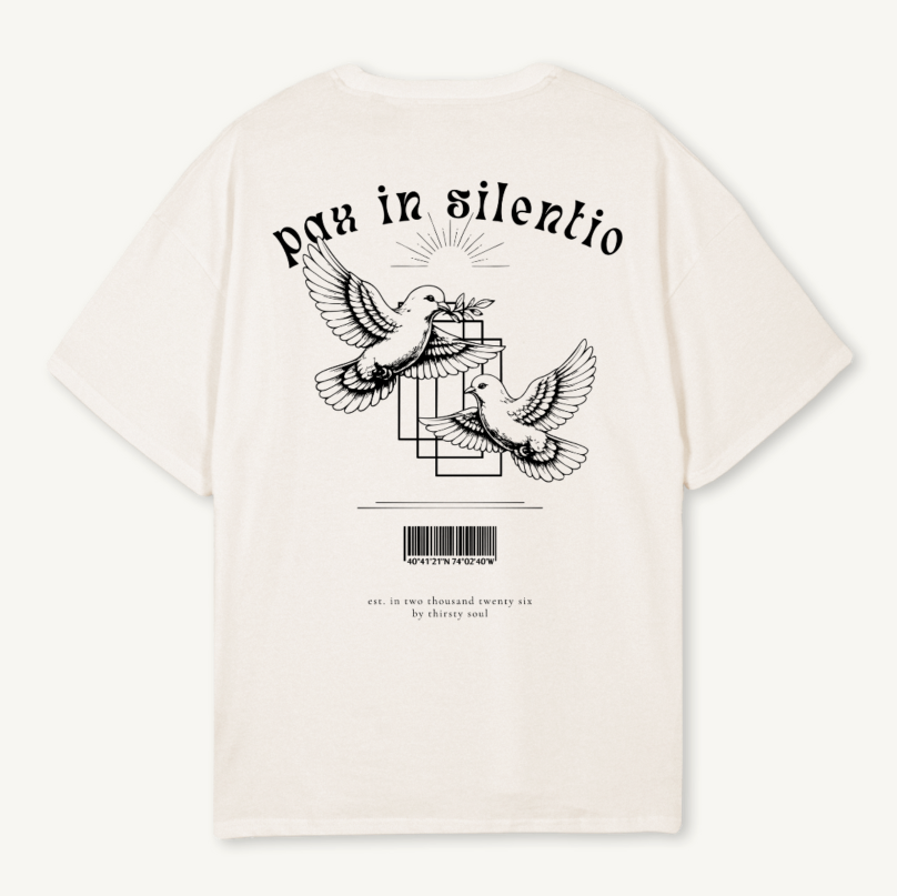 Pax In Silentio Oversized Tee Vintage White