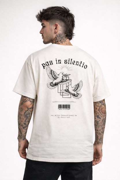 Pax In Silentio Oversized Tee Vintage White